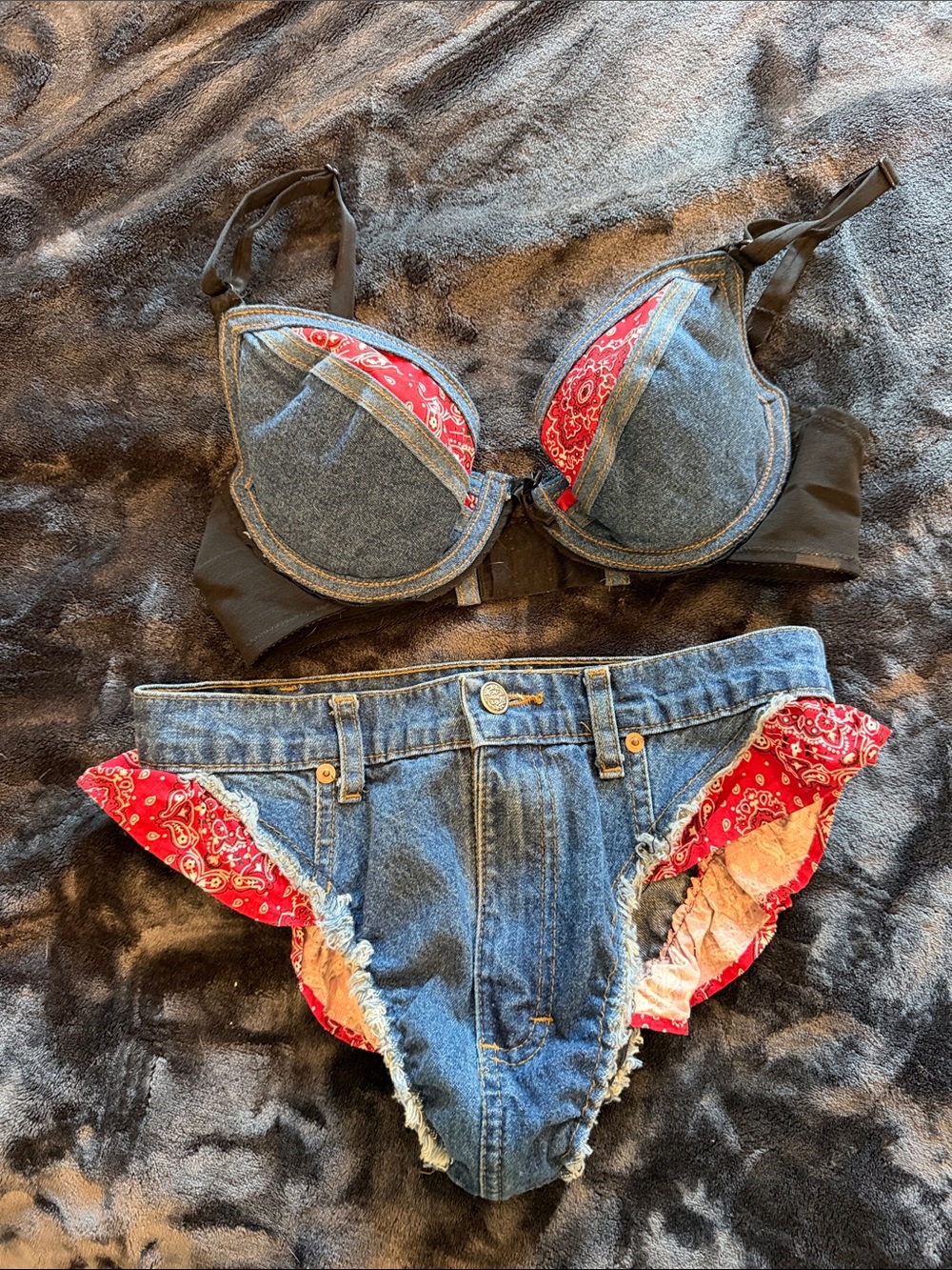 Denim & Red Bandana Bikini Set & or Women's Intimates